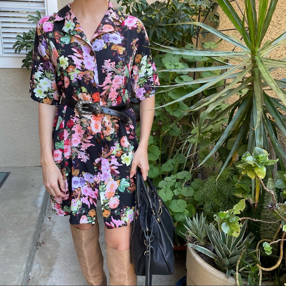 Vintage bright multicolored rayon summer dress